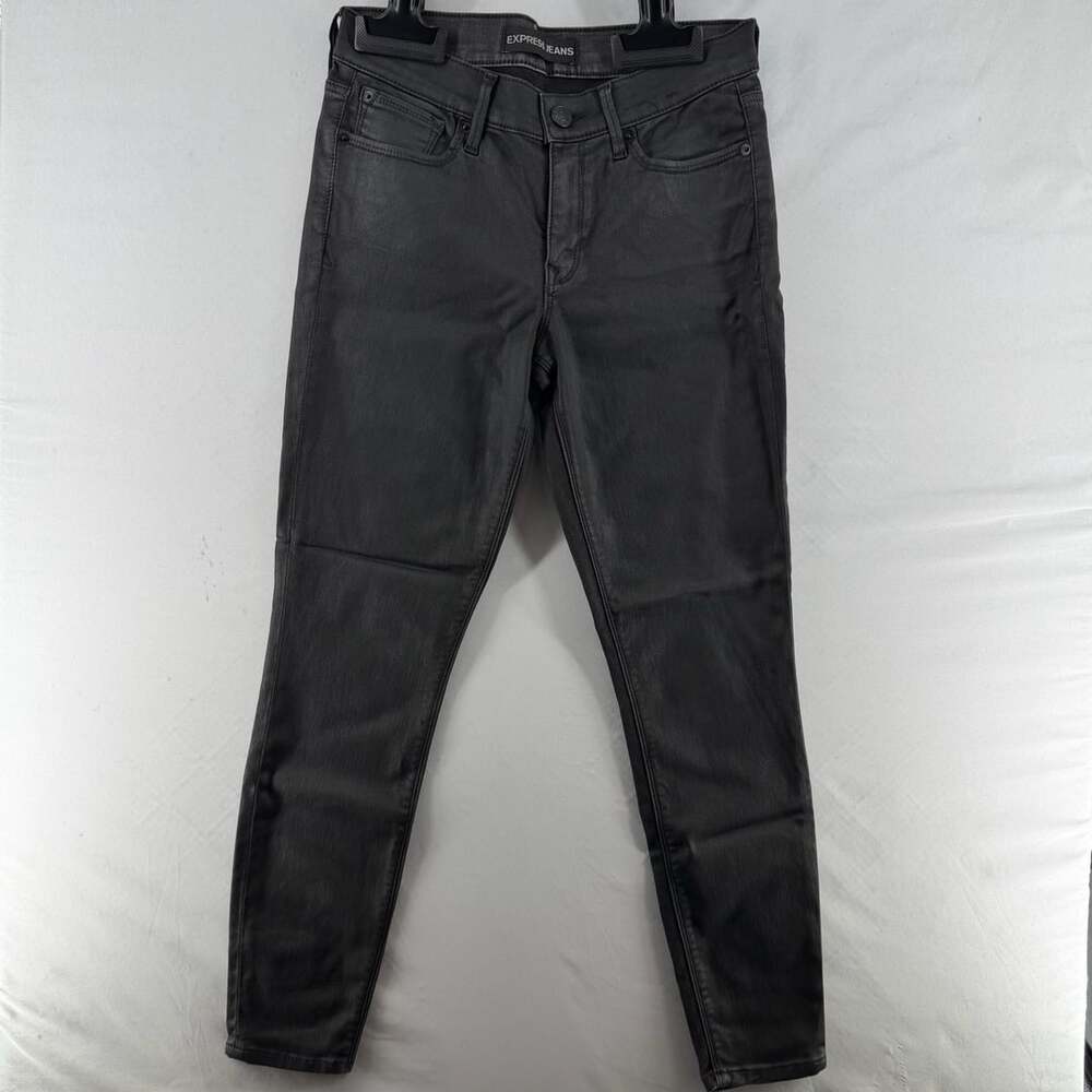 0406 Express Black Coated Ankle Legging Mid Rise Jeans Size 6R